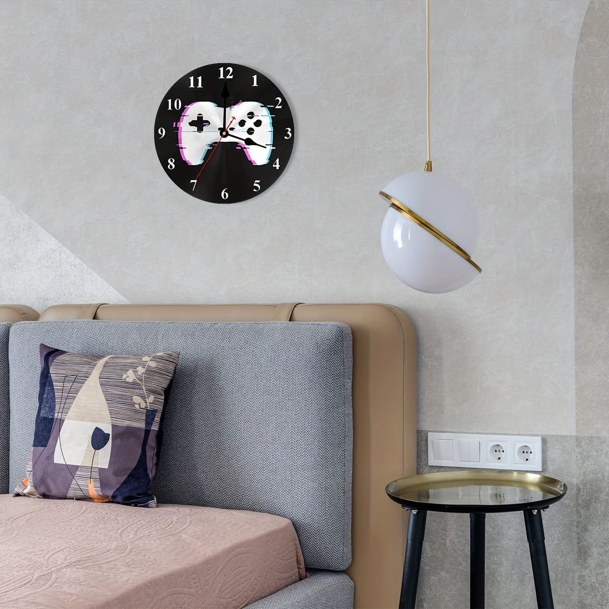 Rund Väggklocka för Spelare - Träkeramik med Batteri, 25.4 cm Carvallo