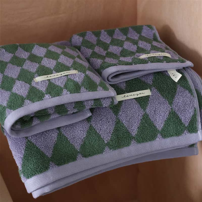 Vintagerutigt bomullshandduk-set Lätt exfolierande Carvallo