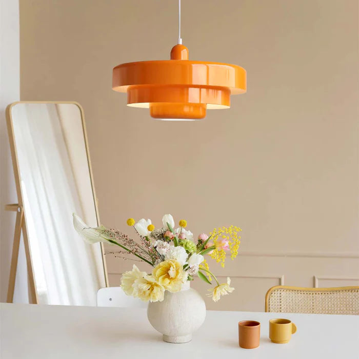 Pendellampa Mid-Century Orange Metallupphängning Carvallo