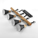 Pendellampa i rustik trä och svart metall Carvallo