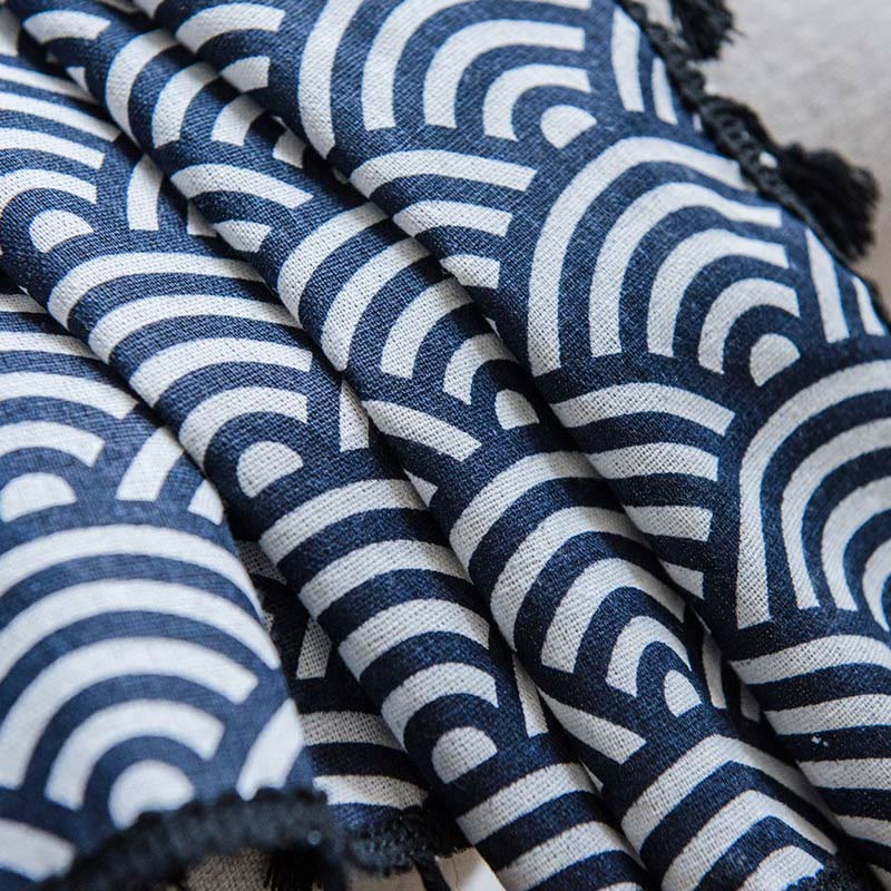 Fiskfjäll Semi Blockout Tassel Gardin i Marin Bomull Carvallo