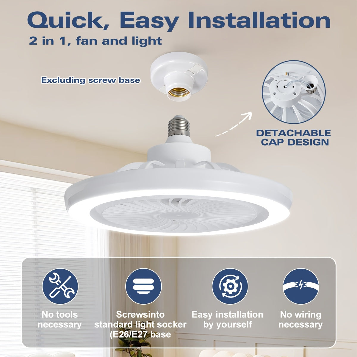 LED Smart Fan Lamp – Dimbar och Tyst Carvallo