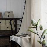 Bomull Linne Beige Gardin med Svart Fransen Carvallo