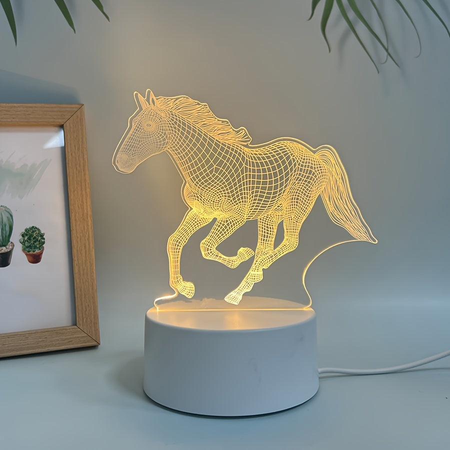 DierenLicht - Geometrisk Häst Nattlampa, USB-driven LED Bordslampa Carvallo