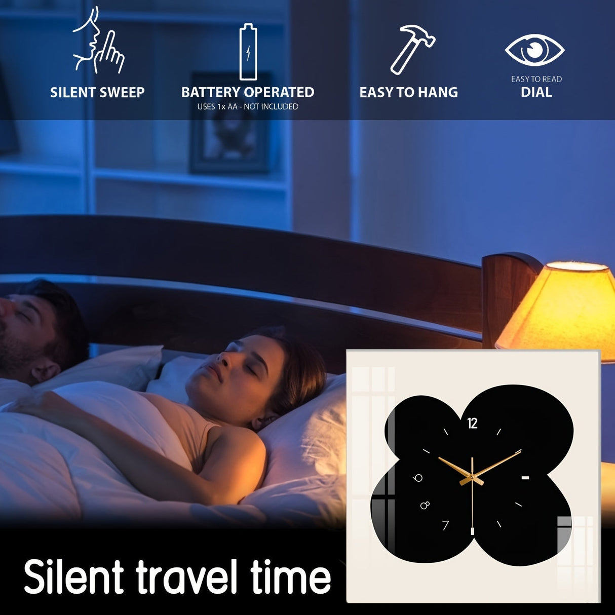 FloralTime - Tyst Fyrkantig Väggklocka med Blommönster Carvallo