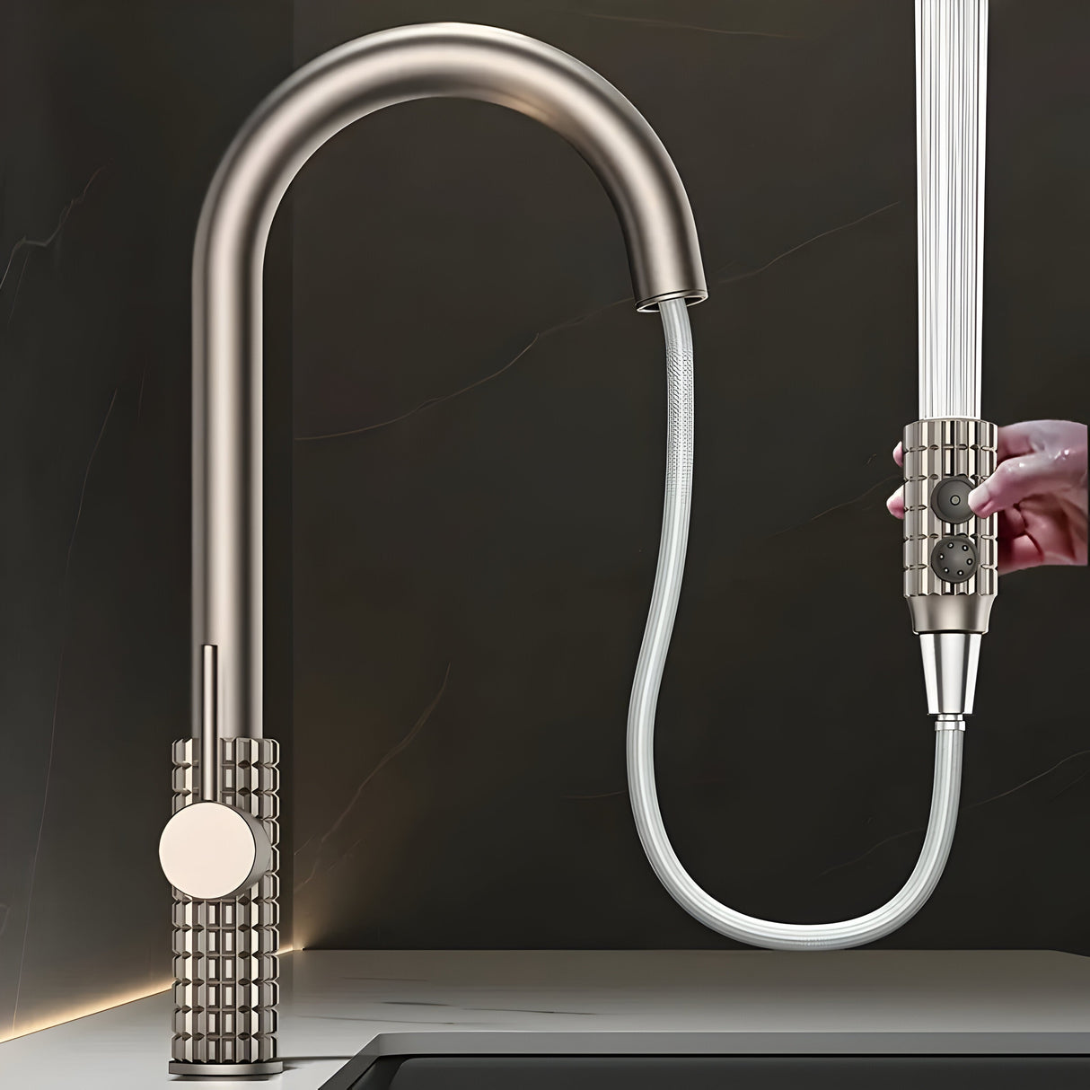 QuintaFlow - Hög båge metall kökskran Carvallo