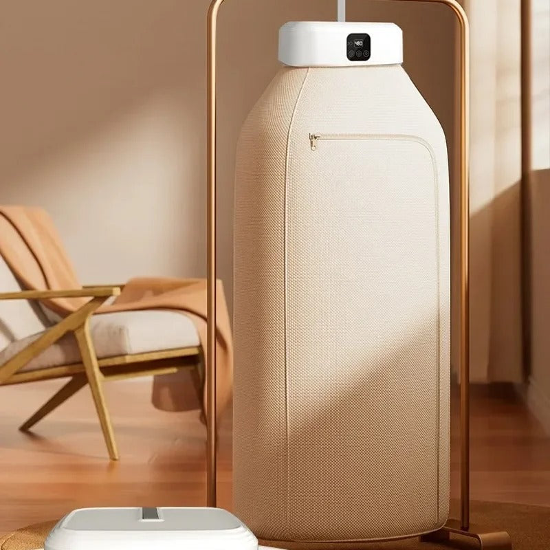 Bärbar elektrisk klädtork med fjärrkontroll – Snabb torkning & kompakt tvättlösning Carvallo