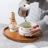 Matchaskål med hjärtdesign – 4/5 stycken utgjutare & bambu visp | Ideal för hemmabruk Carvallo