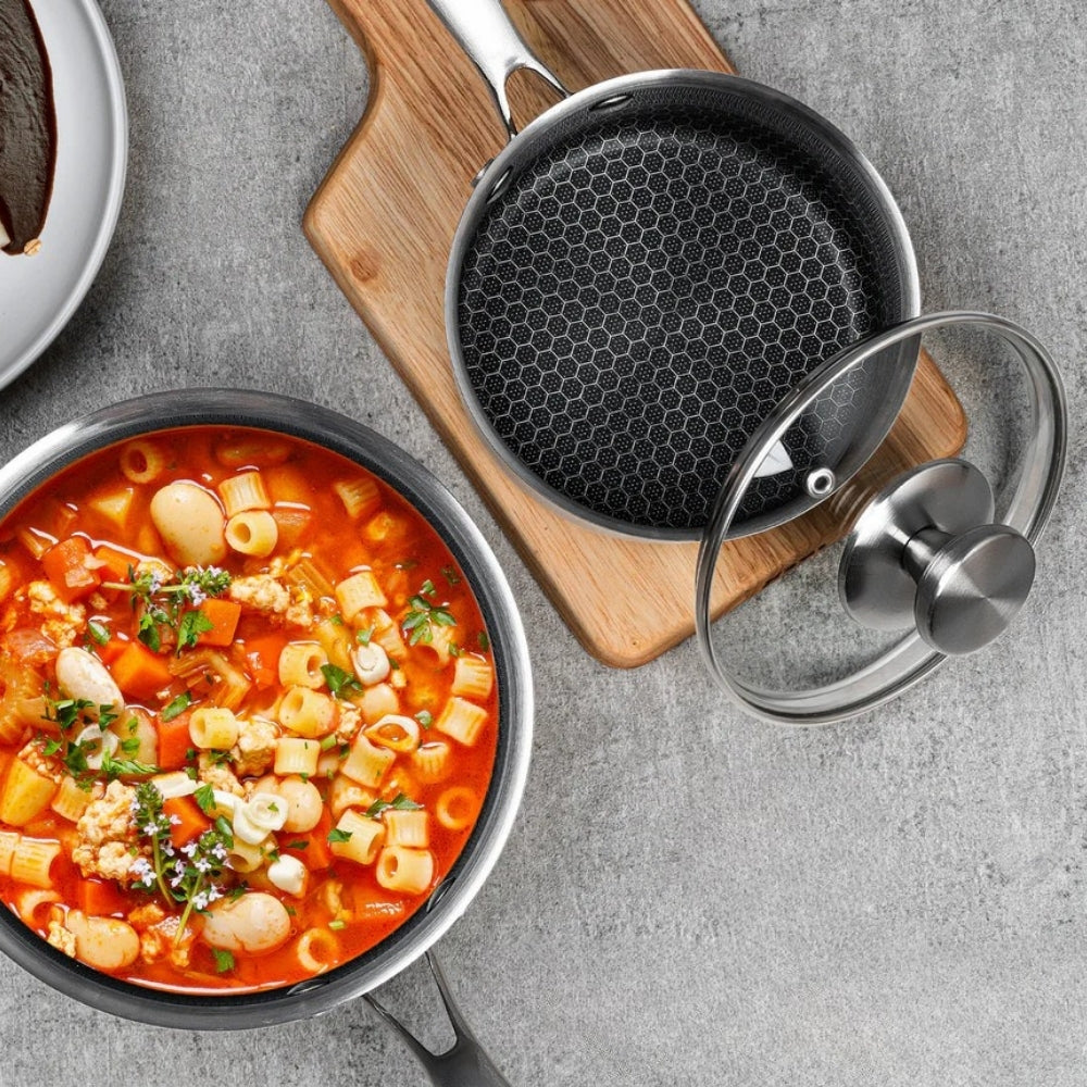 Modern Kastrull i Rostfritt Stål med Glaslock Carvallo