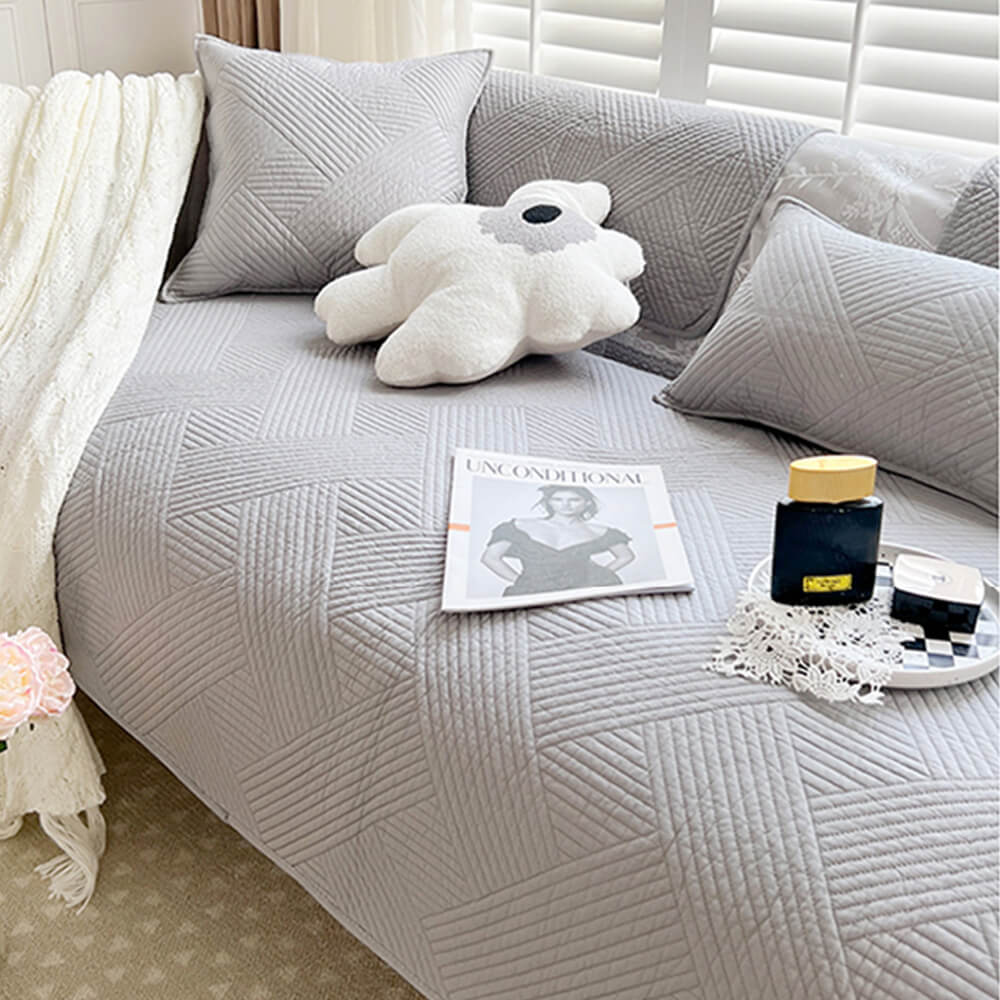 Minimalist All-Season Solid Cotton Geometric Sofföverdrag Carvallo