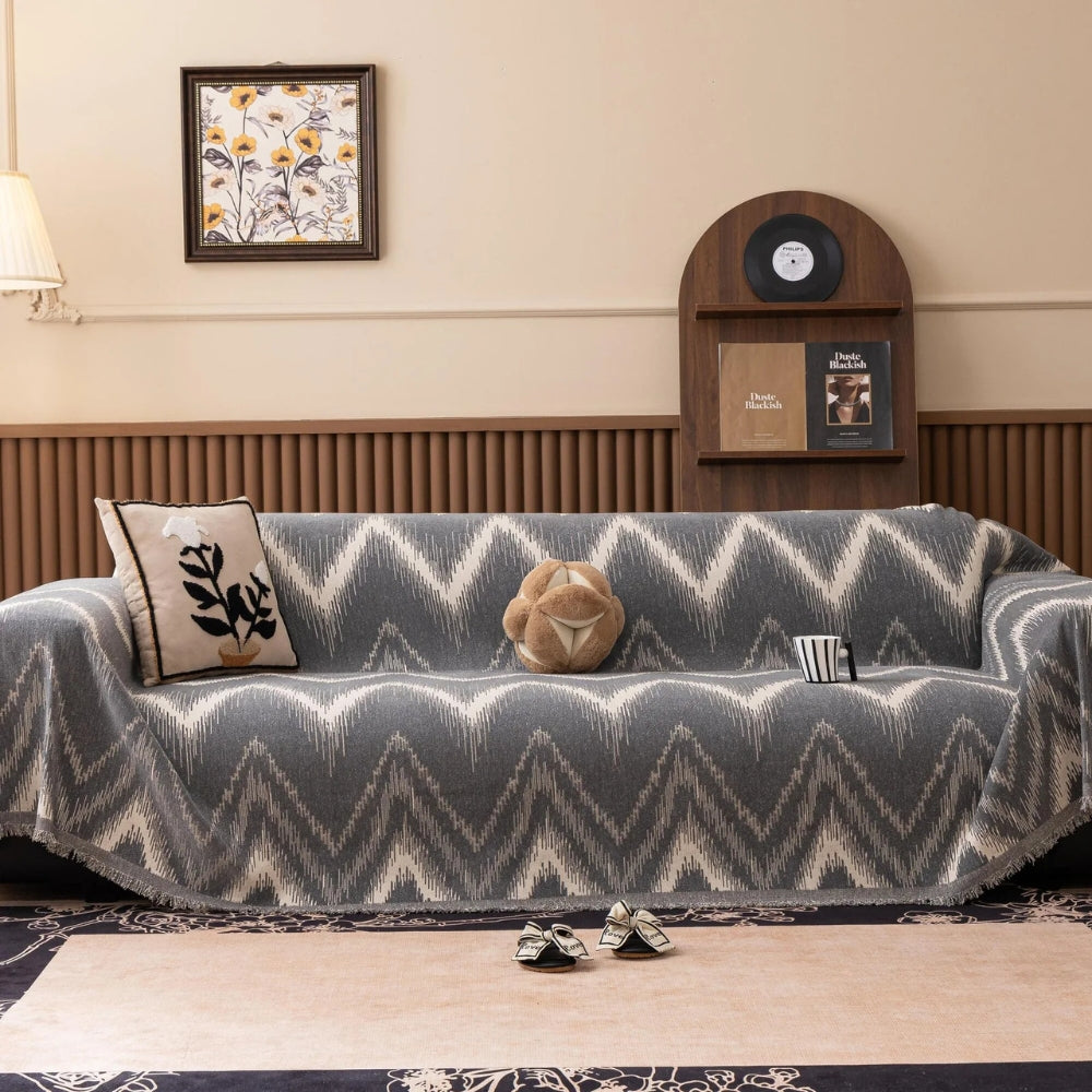 Ockra Streak Texturerat Sofföverdrag Carvallo