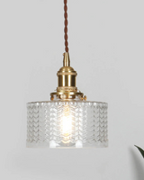 Vintage Glass Ceiling Pendant | Textured Glass & Brass | Warm 3000K Glow Carvallo