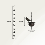 RainSong – Hängande regnkedja i metall för utomhusbruk med dekorativa fåglar och koppdetaljer MILA Sverige