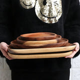 Oval Formed Akacia Wood Serving Plate Set Carvallo