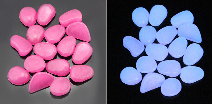 Lysande stenar för trädgård & dekoration – Fosforescerande småstenar i olika färger Carvallo