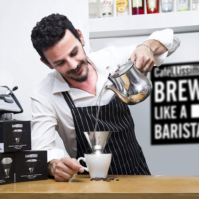 Carvallo Kaffeefilter i rostfritt stål | Fin sil & snabb avrinning | Ø 11,5–12,5 cm | Återanvändbar & Hållbar Carvallo