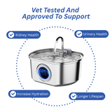 Carvallo Kattens Drickfontän i rostfritt stål | Strömmande vatten för bättre hydrering | Tyst & Hygienisk | 2,5 L kapacitet Carvallo