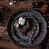 Retro Rund Metall Middagsserveringsbrickor Carvallo