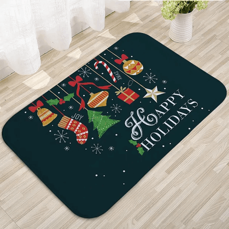 60x40 cm Välkomnande Julmatta i Flanell - God Julstämning, Jultomte, Stjärna, Renar-Jul-BB-Glad Helg-Hemnix
