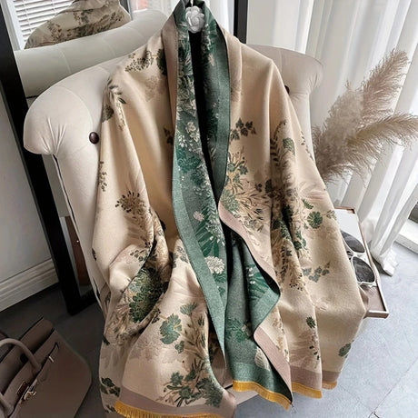 Nuvé Floral Mjuk Dubbel Sidan Scarf Carvallo