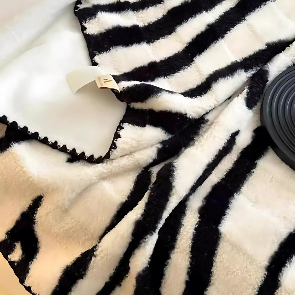 Zebra Print Lyxig Fuskpälsfilt Carvallo