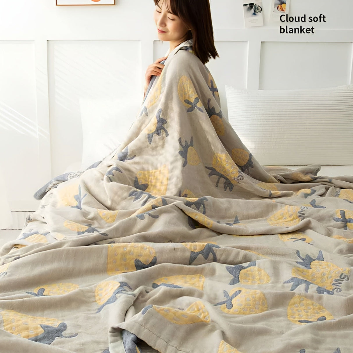 Jordgubbe Gasväv Bomull Filt Carvallo