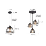 1/3-Ljuskälla Svart Liten Järnbur LED Industriell Stil Retro Kronljusstake Carvallo