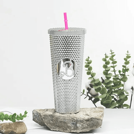 Återanvändbar Mugg med Sugrör 710ml-Personligt-BB-Silver-Hemnix