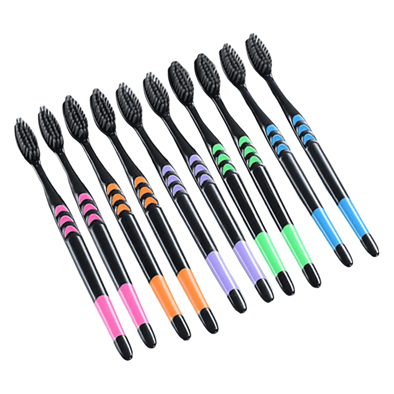 10st Bambu Tandborste med Kol Fiber-Tandvård-BB-Hemnix