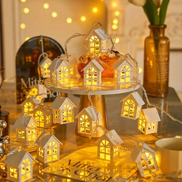 LED ljusslinga med mini-hus – Dekorativ julbelysning för inomhusbruk Carvallo