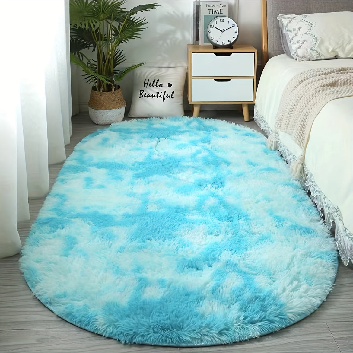Plush Oval Rug – Mjuk och stilren matta för sovrum och vardagsrumsdekoration Carvallo