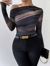 Dam Långärmad T-shirt Avslappnad 100% Bomull Hemnix