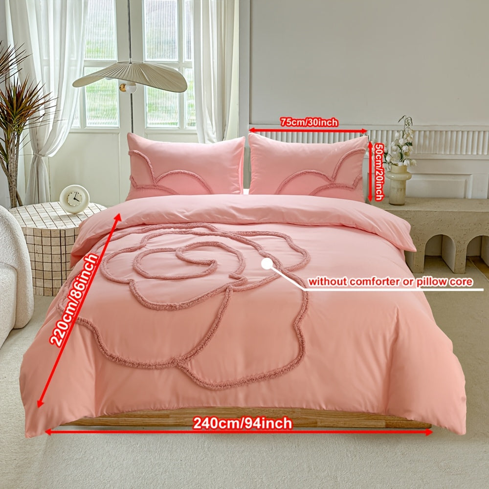 Tufted Sängkläder Set – Sängöverkast och Kuddeöverdrag med Stort Blommönster Carvallo