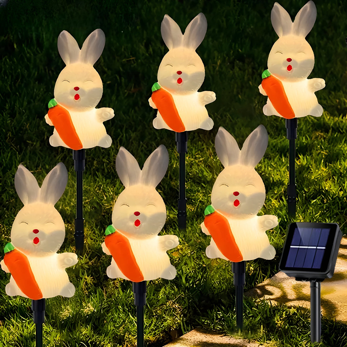 HoppyShine Light – 6-pack Solarbetrivna Påskhar-lampor Carvallo