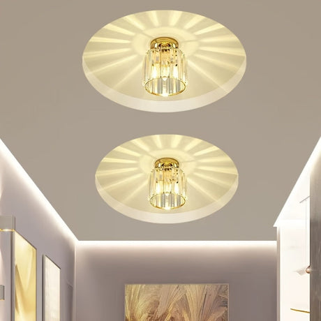 CrystalLuxe - Modern E27 LED Taklampa, Svart Guld med Kristallglas Carvallo