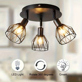 RusticGlow - Lantlig Stijl Svart Taklampa med Snurrande Lampkåpor Carvallo