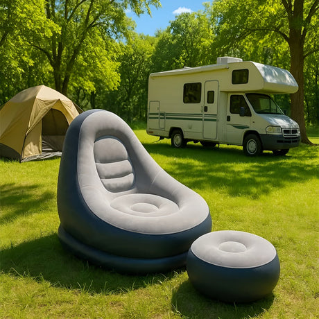 Uppblåsbart soffa med ottoman – Snabbt uppblåsbart & ideal för camping eller vardagsrum Carvallo