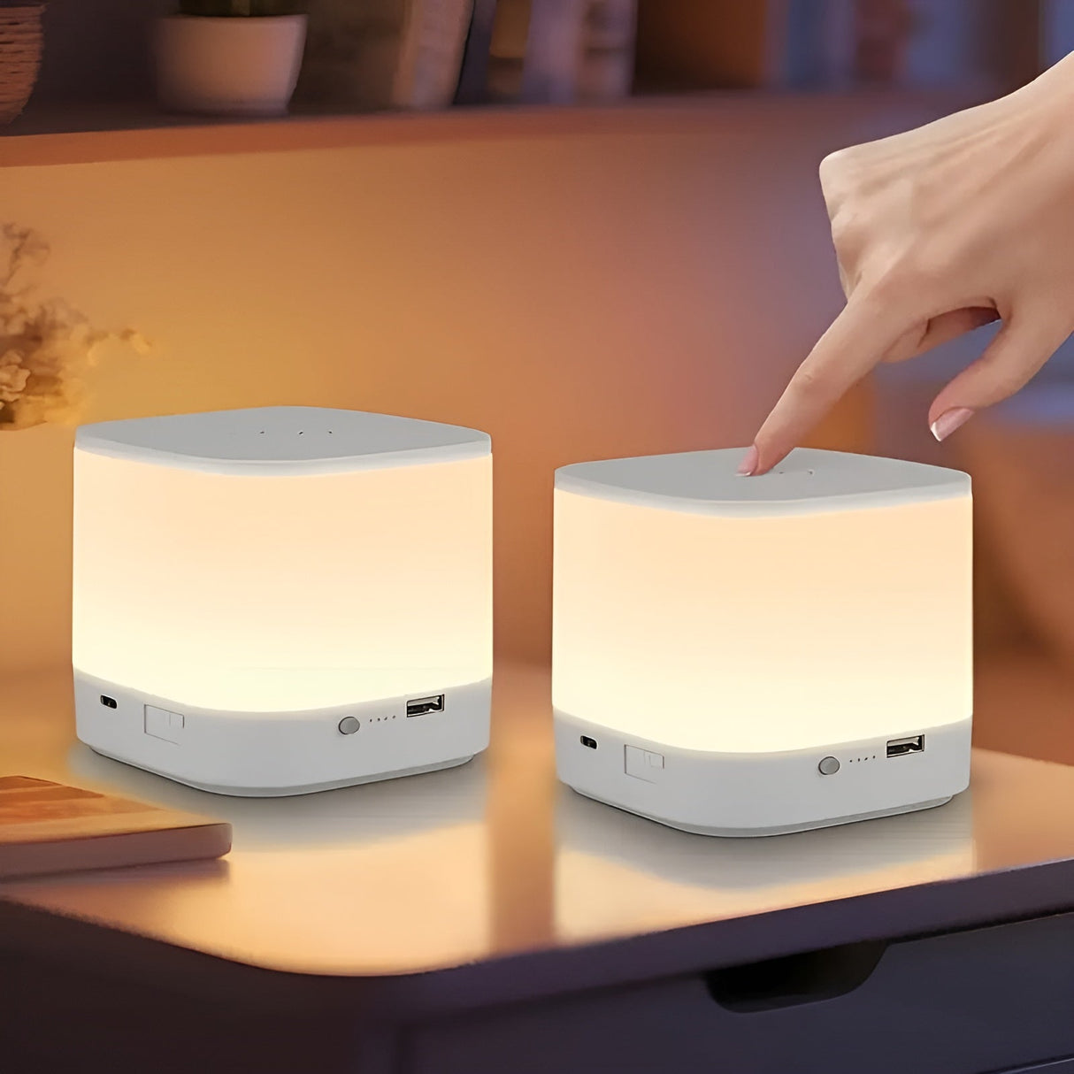 LED-bordlampa med touch-dimmer – Justerbar ljusstyrka och färgtemperatur | USB-laddning, timer, ideal för sovrummet Carvallo