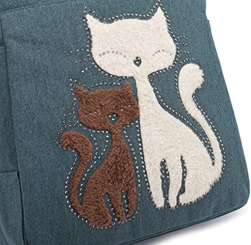 Katt broderi Canvas väska-Accessories-Bellasverige-Hemnix