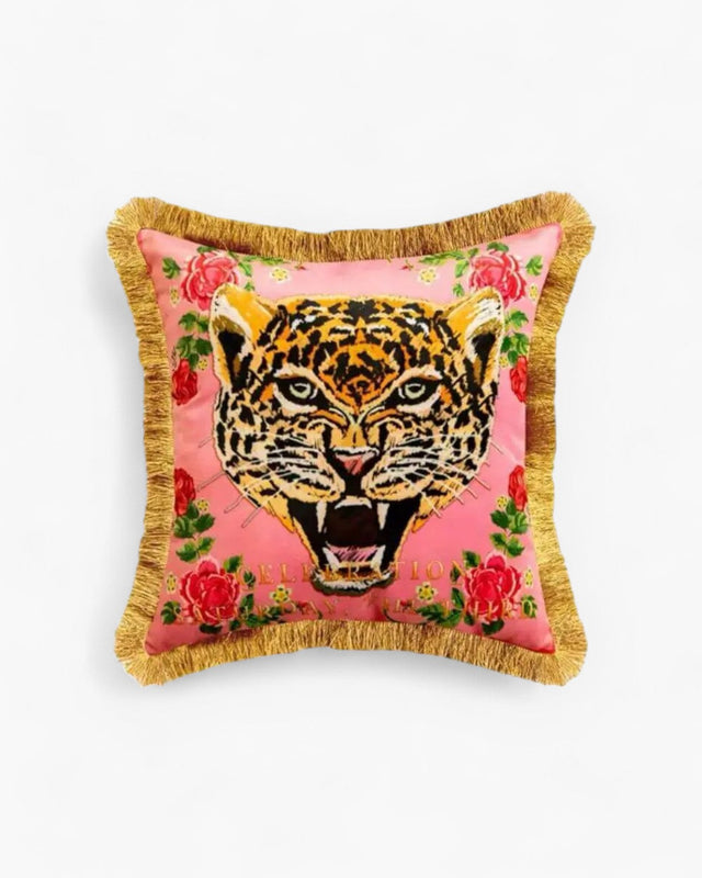 Carvallo – Lyxig Sammetkudde med Kunglig Panthertryck för Stilig Inredning Carvallo