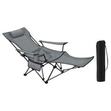 Carvallo Relax Fällstol | Justerbar & Hopfällbar | Med Fotstöd | Ultralätt & Bärbar – Svart/Grå Carvallo