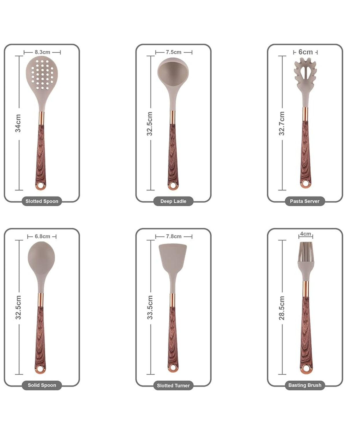 11-delars Köksredskap i Silikon – Non-Stick Kökset med Faux Wood & Metallhandtag Hemnix