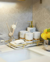 Carvallo Marmor Elegance – Lyxigt Marmorbadrumset med Gyllene Detaljer (6-delat) Carvallo