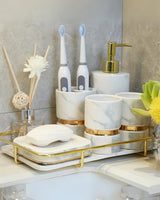 Carvallo Marmor Elegance – Lyxigt Marmorbadrumset med Gyllene Detaljer (6-delat) Carvallo