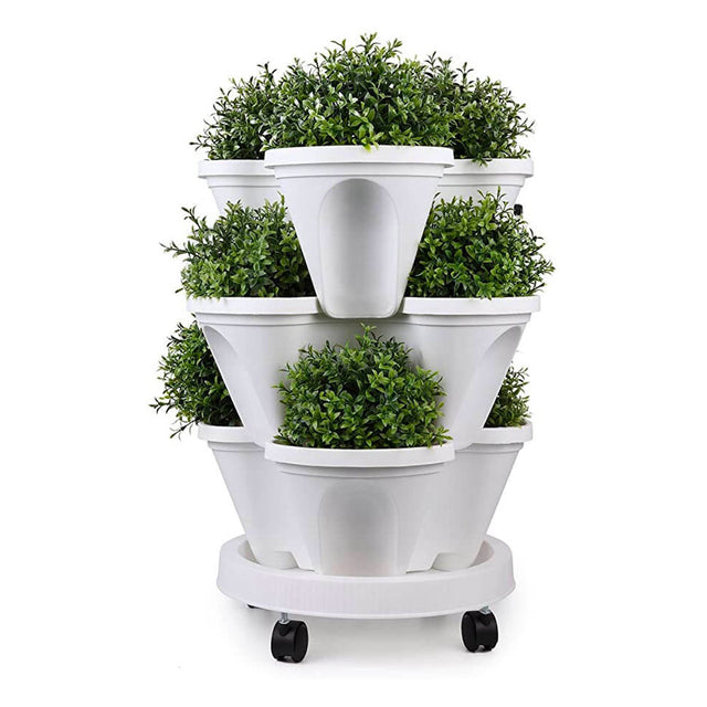 Jordgubbar som staplar växtkrukor-Garden-Hemnix-Vit-Hemnix