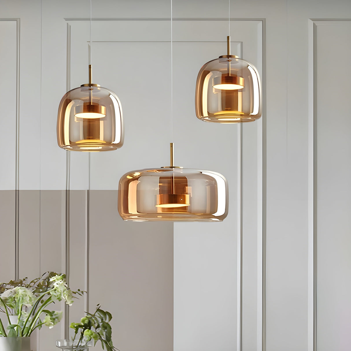 LED-hänglampa i glas - retrodesign med varmt ljus för matsal och kök Carvallo