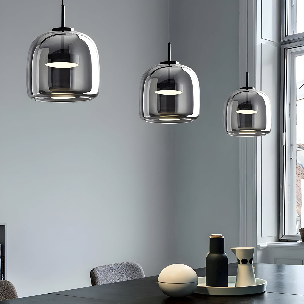 LED-hänglampa i glas - retrodesign med varmt ljus för matsal och kök Carvallo