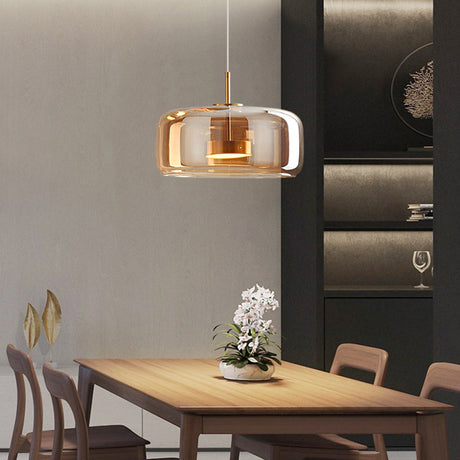 Amber Glass Pendant Light | Vintage Style | Warm LED Glow | Justerbar Höjd Carvallo