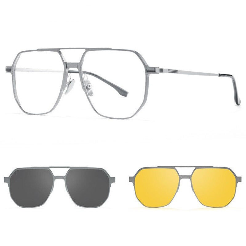 3-i-1 Magnetiska Polariserade Solglasögon-Sunglasses-Hemnix-Grå-Silver-Hemnix