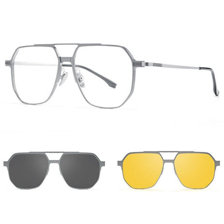 3-i-1 Magnetiska Polariserade Solglasögon-Sunglasses-Hemnix-Grå-Silver-Hemnix
